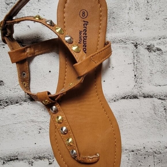 WOMEN'S Streetwear Society Sandals Tan with Studs - Picture 2 of 3